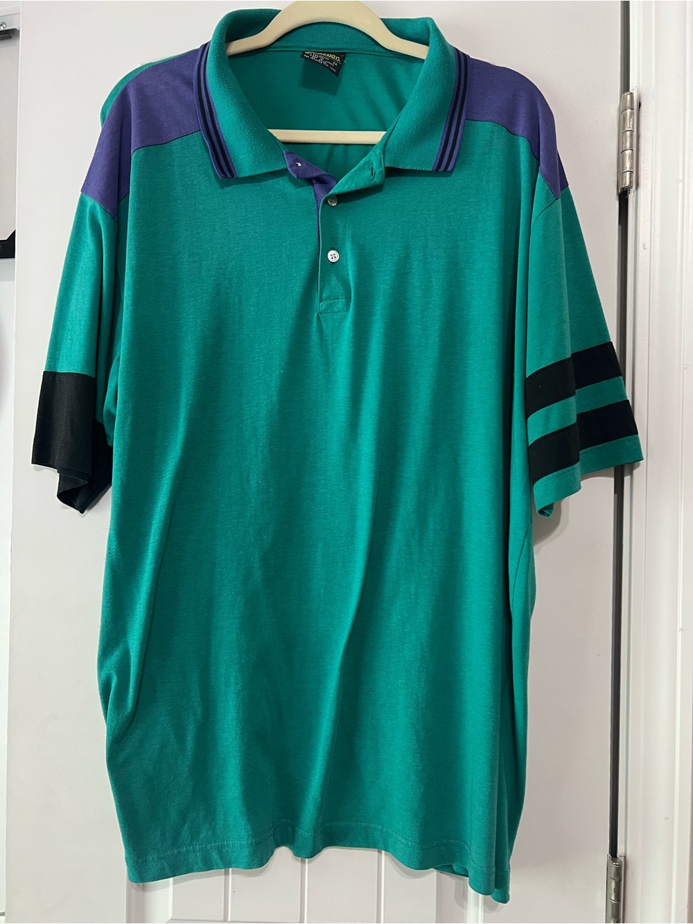 90’s vintage Short Sleeve Chip Beck Collection Teal and Purple shirt size 3XL
